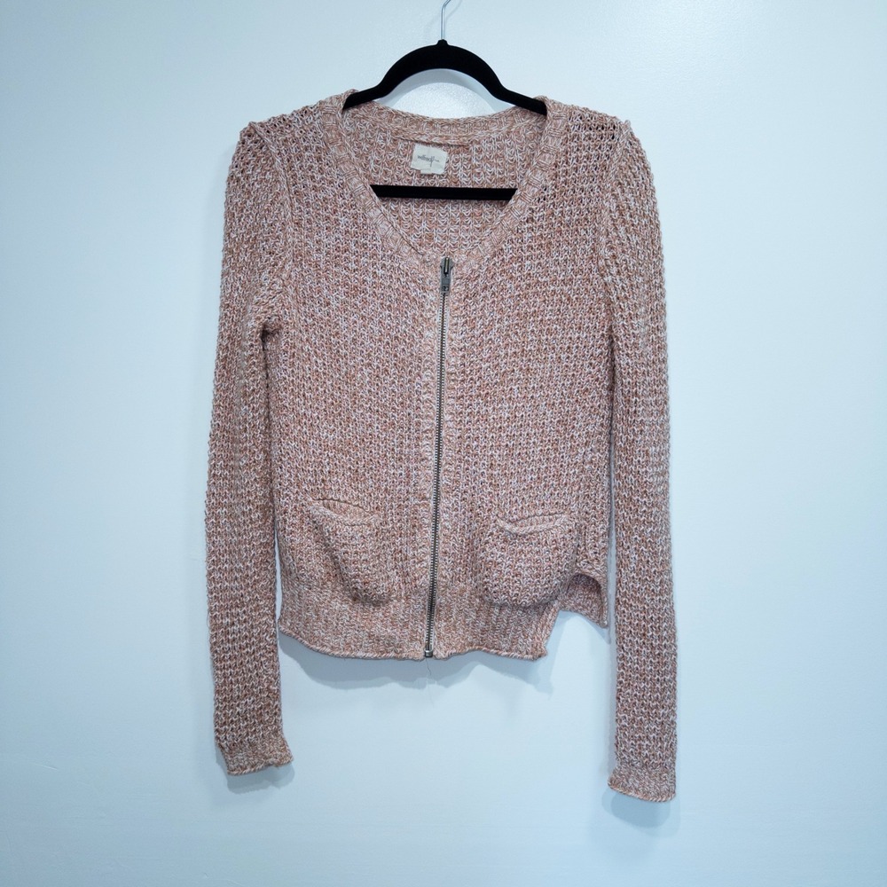 Wilfred Free Pink Cotton Knit‎ Zip Cardigan Size Small
